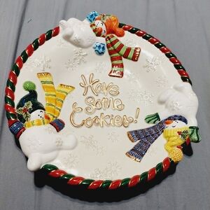 Fitz And Floyd Festive Snowman Cookie Plate